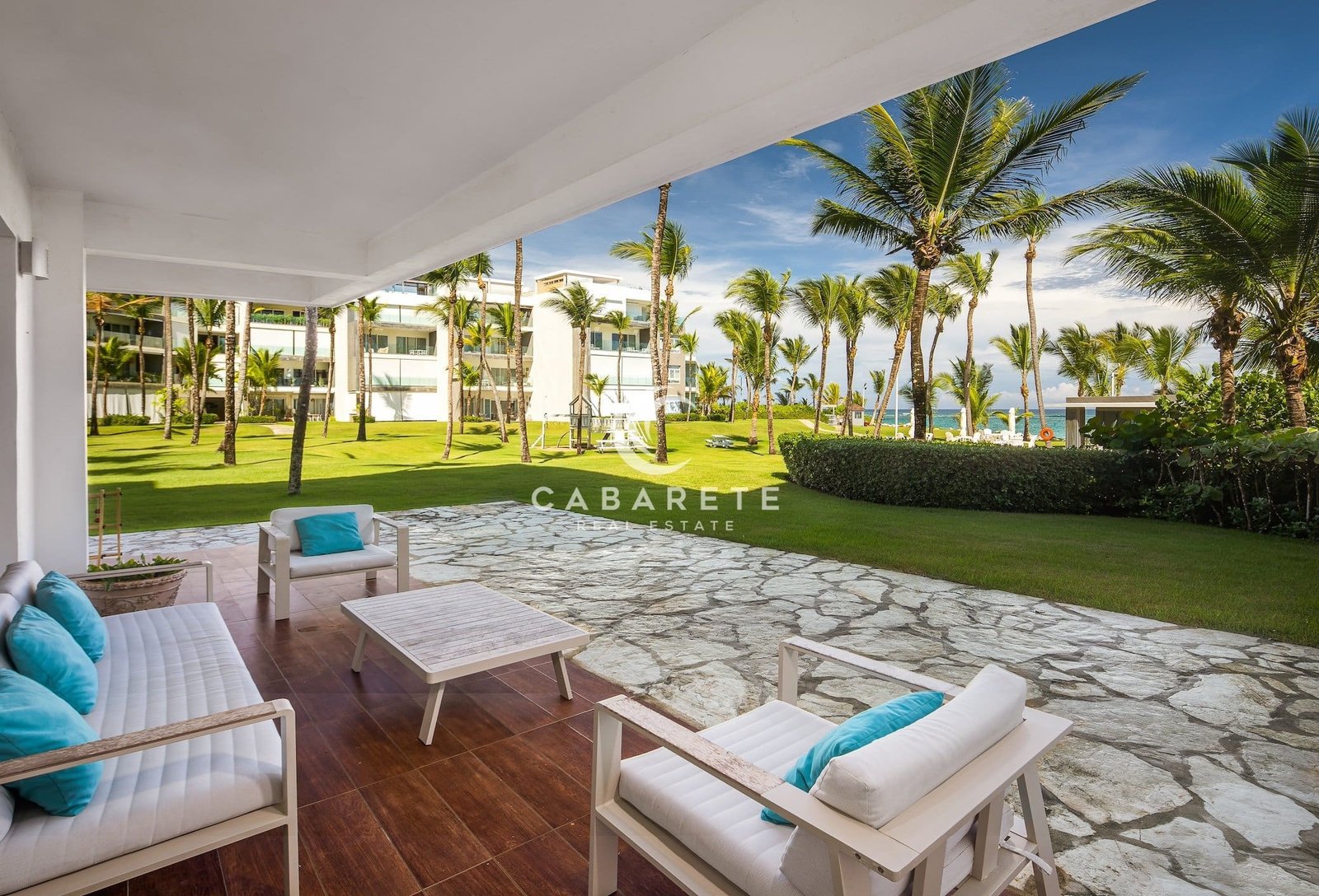 Beachfront 3-bedroom Cabarete Condo Main Terrace