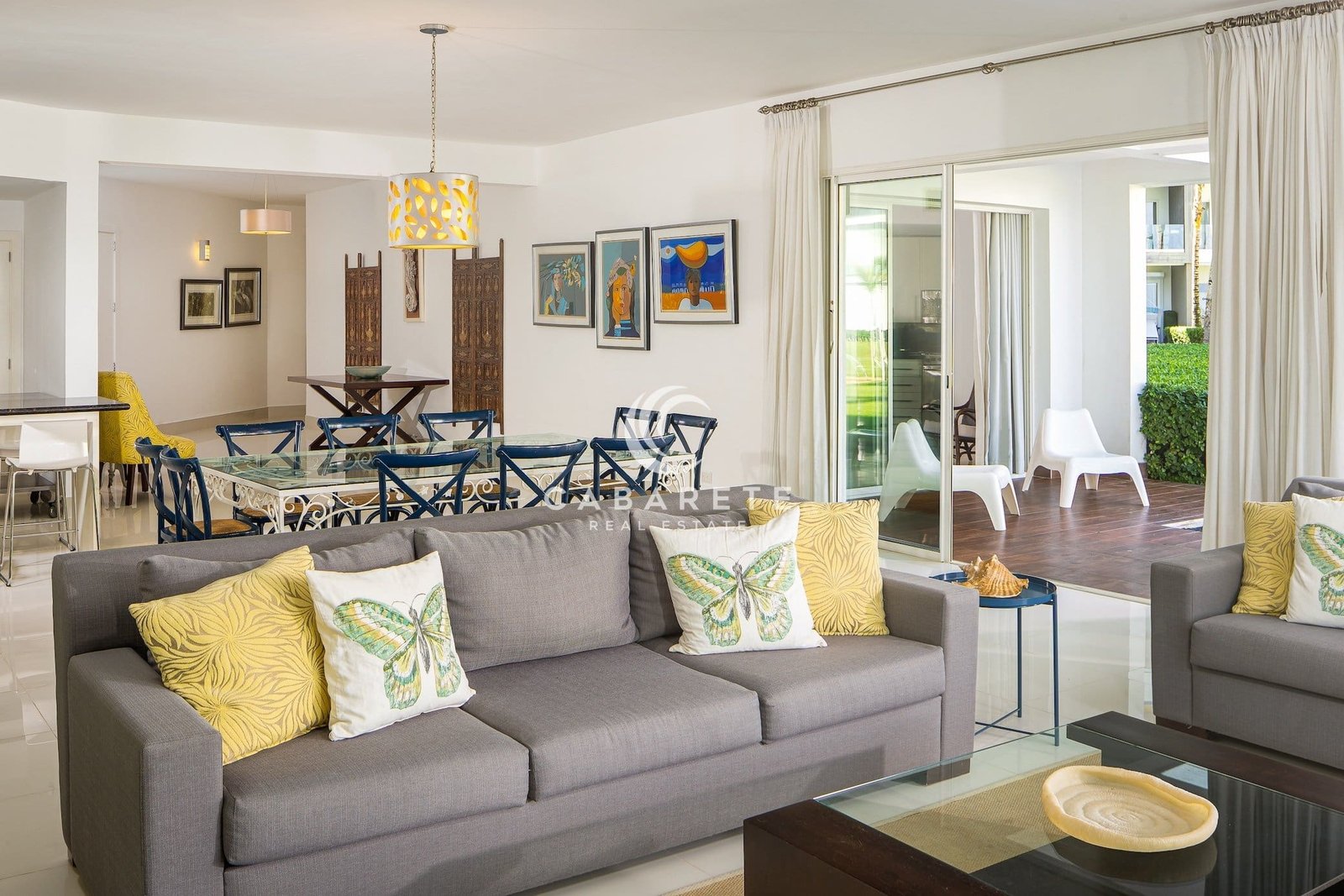 Beachfront 3-bedroom Cabarete Condo Living Area