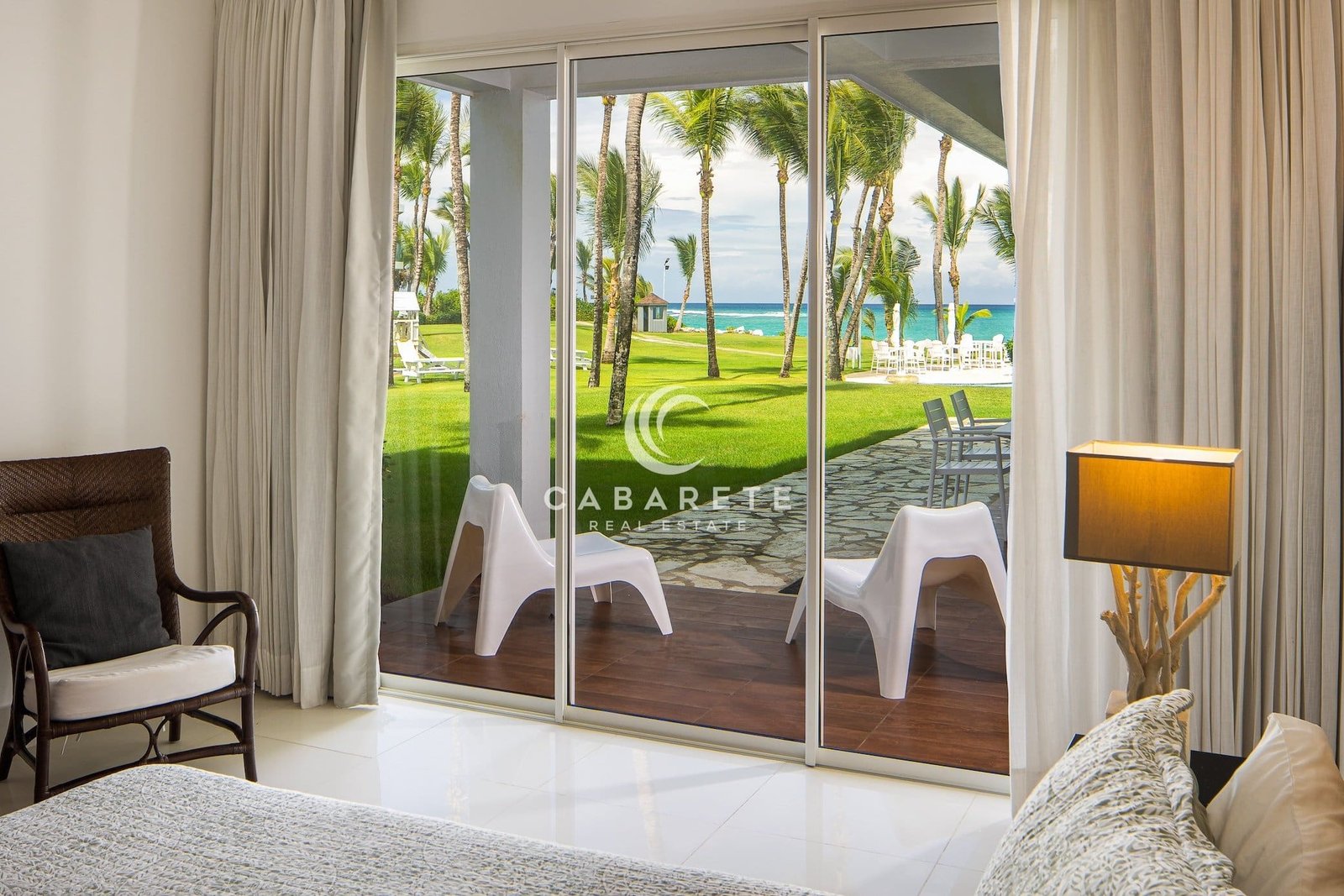 Beachfront 3-bedroom Cabarete Condo Second Bedroom with Terrace