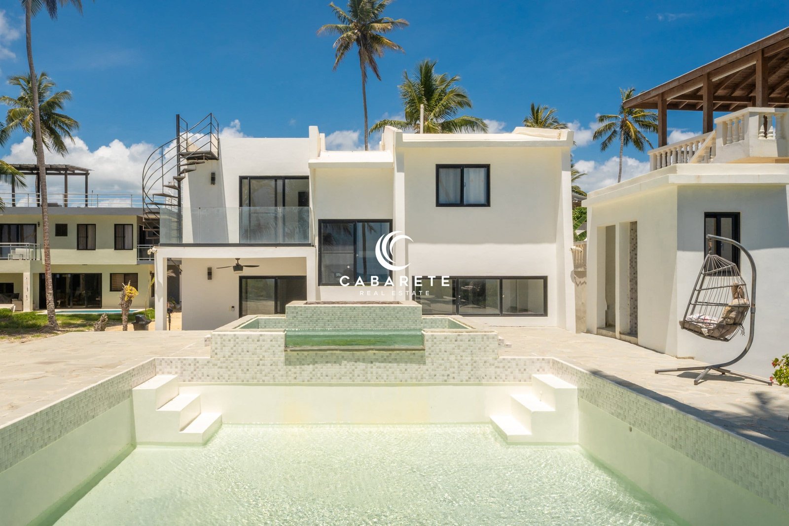 4 Bedroom Villa For Sale Cabarete East Pool Contemporary 4 Bedroom Villa for sale in Cabarete, Puerto Plata, featuring a private pool and modern design with ocean views