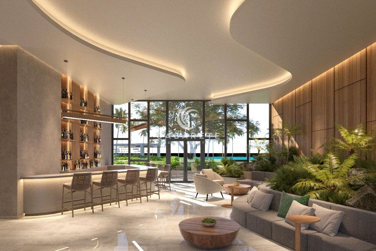 Atlantic View Residence, Cabarete verfügt über eine geräumige Lobby mit einer Bar und bequemen Sitzgelegenheiten