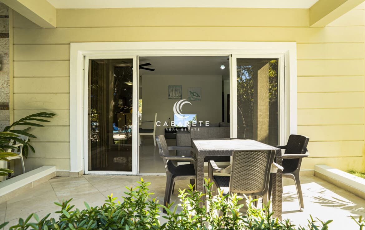 Ground floor garden condo terrace in Pro Cab Cabarete 1170x738